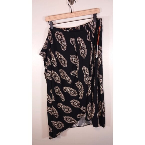 Knox Rose‎ Boho Paisley Floral Drapery A-Line Pull-On Skirt Black Size 3X NWT - Picture 1 of 5